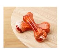 TOYANDONA Os de Simulation à Mâcher pour Chien, Résistant Rouge | Caoutchouc, Parfum Bacon Bœuf, pour Grands Chiens et Bergers, Exercice de Lien, Motif Os