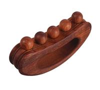 TOYANDONA Outil gua sha en bois hêtre carbonisé avec cinq perles, planche semi-circulaire pour traitement musculaire profond, massage visage, cou et jambes