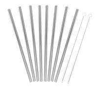 TOYANDONA Pailles en Acier Inoxydable Cœur Réutilisables Argentées, Lot de 8 set de avec 2 Brosses de Nettoyage 20 CM, Pailles pour Thé au Lait et Boissons de Fête, Accessoires Solide et