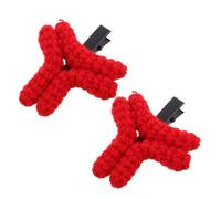 TOYANDONA Paire de Barrettes à Cheveux Rouges Tricotées à Motif Colère en Fil Doux - Accessoire Créatif pour Coiffure Femme Maintien Confortable pour Frange pour Soirée et Streaming