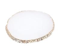 TOYANDONA Palette de Manucure en Résine Blanche Ronde Bord Doré Effet Craquelé pour Nail Art Présentation Faux Ongles et Mélange Vernis à Ongles Décoratif Professionnel