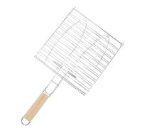 TOYANDONA Panier à Grillades en Acier Inoxydable Poignée en Bois pour Barbecue en Plein Air, Taille Moyenne, Panier à Poisson Multifonction pour Griller Légumes, Viande Et Fruits De Mer