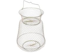 TOYANDONA Panier de Pêche en Acier Galvanisé 30x53 Cm, Filet Robuste Pliable pour Poissons, Crabes et Crevettes, Cage à Crabes Portable, Seau à Poissons Solide pour Pêche en Extérieur