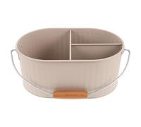 TOYANDONA Panier de Rangement Métallique avec Grosse Capacité pour Salle de Bain, Seau Rustique avec Poignée en Bois, Conteneur Polyvalent pour Produits de Toilette et Accessoires, Couleur