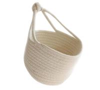 TOYANDONA Panier de Rangement Rond Coton Tressé Panier Suspendu Blanc pour Organisation Maison Bac à Jouets et Accessoires Résistant et Décoratif