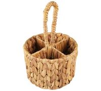 TOYANDONA Panier de Rangement Rond en Jacinthe D'eau Tressée Main Poignée, Petit Panier Multifonction pour Fruits et Couverts, Corbeille Décorative Légère et Compacte pour Maison