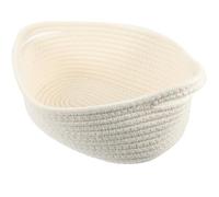 TOYANDONA Panier de Rangement Tressé en Corde de Coton Blanche avec Poignées Doubles Taille Moyenne Panier Multifonction pour Bureau et Chambre Organisateur D’articles Divers