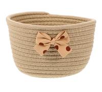 TOYANDONA Panier de Rangement Tressé en Corde de Coton Noeud Décoratif Petit Panier Rond Couleur Kaki Multifonction pour Organisation Maison Chambre ou Salle de Bain