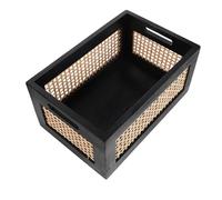 TOYANDONA Panier de Rangement Vintage Style Bois et Bambou Tressé avec Poignées Petit Panier Rustique pour Bureau Cuisine Salle de Bain Boîte de Stockage Multifonctionnelle pour Organisation