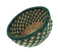 TOYANDONA Panier en Jonc de Mer Tressé la Main Panier Rond Vert Petit Format 21x9 Cm Rangement Multifonction Cuisine et Salon Naturel pour Fruits et Snacks