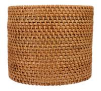 TOYANDONA Panier en Rotin Synthétique Naturel Rond Moyen - Corbeille à Ordures Multifonction Cuisine et Bureau - Organisateur Tressé Style Pastoral pour Fruits, Magazines et Rangement