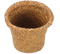 TOYANDONA Panier Poubelle Tressé en Osier Orange L Corbeille à Papier pour Salle de Bain et Bureau, Poubelle Décorative Multifonction pour Rangement et Déchets, Panier à Linge Compact