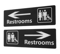 TOYANDONA Panneau de Signalisation Noir avec Flèche Directionnelle, Résistant aux Rayures en Acrylique Lot de 2 Pièces pour Toilettes pour Murs et Portes en Centres Commerciaux