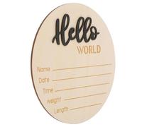 TOYANDONA Panneau Rond en Bois pour Annonce de Naissance Bébé, Panneau D’Annonce Personnalisable Prénom, Poids et Date, Accessoire Photo Décoratif pour -Né, Message Félicitations Naissance