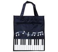 TOYANDONA Paquet D'école Grand Format 31x28x12 Cm à Main en Tissu Non Tissé Noir Motif Notes de Musique, Paquet D'écolière Réutilisable et Écologique pour Livres, Courses et Usage Quotidien