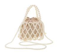 TOYANDONA Paquet Seau Mini Perle Blanc en Polyester et Plastique Tissé | Grand Volume, Design Ajouré Léger, Finition Artisanale Solide, pour Escapades et Paquet de Piscine
