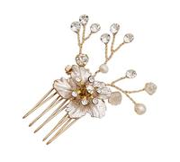 TOYANDONA Peigne à Cheveux en Alliage Doré Orné de Strass Insert Floral Accessoire de Coiffure Mariage 1 Pièce Fête Bal Cérémonie Peigne à Cheveux de Mariée