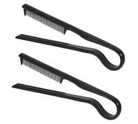 TOYANDONA Peignes à Cheveux Forme de V en Abs Noir, 2 Pièces, Lisseur de Cheveux Pratique Protection la Chaleur, pour Coiffure et Retouche Instantanée