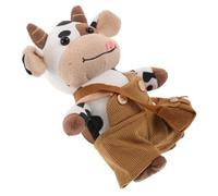 TOYANDONA Peluche Vache 30 Cm Douce et Mignonne Mini Animaux de Ferme en Peluche pour Garçon et Filles Décoration Voiture Camping-Car Vache Salopette et Paquet Marron
