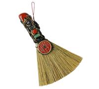 TOYANDONA Pendentif Balai de Sorcière en Cristal Naturel Rouge Jaspe 15 CM Accessoire Feng Shui pour Décoration Intérieure et Costume D’Halloween Mini Balai Purificateur D’Énergie