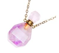 TOYANDONA Pendentif Collier Fluorite Naturelle avec Bouteille à Parfum Suspendue Mini Flacon Cristal Léger avec Bouchon Accessoire Aromathérapie et Bijou Précieux pour Femmes