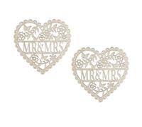 TOYANDONA Pendentifs Suspendus en Bois Forme Cœur Mr Mrs 2 Pièces pour Décoration Mariage Banquet Anniversaire Prêt à Décorer Bois Naturel