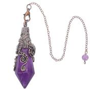 TOYANDONA Pendule en Améthyste Naturelle Hexagonal avec Chaîne Cuivre Pendentif en Cristal de Quartz pour Radiesthésie et Contemplation Bijou Chakra Féminin de Énergétique