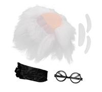 TOYANDONA Perruque Blanche Homme Costume Vieille Personne Lunettes Moustache Sourcils Halloween Cosplay Fête Thématique