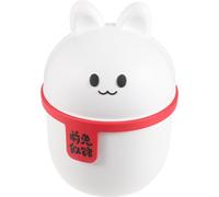 TOYANDONA Petite Poubelle de Bureau Blanche en Polypropylène avec Couvercle à Bascule Motif Lapin, Bac de Stockage Compact pour Déchets Ménagers et Rangement de Bureau, Cuisine et Salon