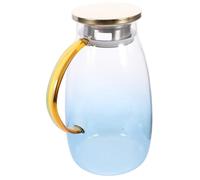 TOYANDONA Pichet Verre avec Couvercle Inox Anti-goutte Cruche Bleue Dégradée pour Boissons Chaudes et Froides pour Maison Réceptions