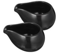 TOYANDONA Pichets à Sauce en Céramique Lot de 2 Noirs, Crémier pour Café et Lait, Pots à Lait Style Européen, Usage Maison et Restaurant
