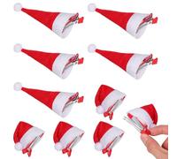 TOYANDONA Pinces à Cheveux avec Clip Crocodile Antidérapant 10 Pièces de Noël en Tissu Rouge Forme Bonnet de Père Noël Accessoires Coiffure Décoratifs pour Garçon et Filles et Adolescents