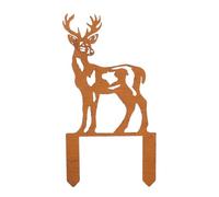 TOYANDONA Piquet de Jardin Élan de Noël en Métal Rouillé 25 CM | Silhouette de Renne Rustique, Installation Facile, pour Massif et Pelouse, Décor Extérieur Résistant aux Intempéries