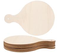 TOYANDONA Planche à Découper en Bois Non Finition Mini Ronde 10 Pcs Poignée, Petites Planches Service pour Fruits et Pizza, Bricolage Cuisine