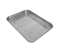 TOYANDONA Plaque De Cuisson En Acier Inoxydable Ss430 Avec Grille Ss304, Petit Plateau Pour Fours, Polyvalent Pour Griller Et Frire, Adapté La Cuisine Intérieure Compacte