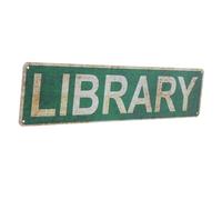 TOYANDONA Plaque Murale en Étain Rustique Bibliothèque Déco Intérieure et Extérieure Vintage, Panneau Décoratif 30x20 Cm pour Salon Bureau Café Jardin, Art Mural Créatif Résistant à L’eau