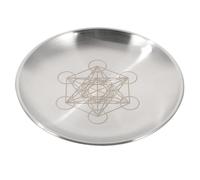 TOYANDONA Plateau D'autel Rond en Acier Inoxydable, Plaque Métallique Pentagramme, Plateau De Rangement pour Bougies Rituelles, Usage Cérémonial Et Décoration, Accessoire Multi-Usage