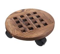 TOYANDONA Plateau De Rangement pour Pots De Plantes sous-Verre De Plantes Pot De Fleur Se Dresse en Plein Air Petit Plateau De Pots De Plantes Mobiles Jardinière Ronde Étagère en Bois Brun
