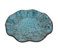 TOYANDONA Plateau Décoratif Miroir Rond en Verre Mosaïque Bleu | Déco Vintage Moderne pour Table Basse et Entrée, Finition Craquelée, Présent de Pendaison de Crémaillère