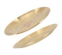 TOYANDONA Plateaux Décoratifs Plateau Polyvalent en Laiton Or Motifs Uniques Lot de 2 Résistance à l'usure pour Décoration et Articles Sacrificiels