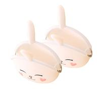 TOYANDONA Pochette à Monnaie Polyvalente en Silicone Blanc 2pcs Design Lapin 3D Mignon pour Ranger Pièces et Argenté Liquide Présent Anniversaire ou Fête