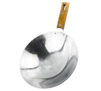 TOYANDONA Poêle Wok Inox Robuste 26 Cm avec Poignée en Bois Isolante, Poêle à Frire Profonde Multifonction pour Cuisinières, Ustensile la Cuisine Professionnel pour Sautés et Fondues