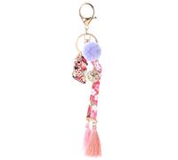 TOYANDONA Porte-clés Pendentif Chat Brodé la Main Style Japonais en Alliage Léger, Petit Bijou Paquet Décoratif Pompon en Fibre, Présent Anniversaire et Accessoire Mode Fille