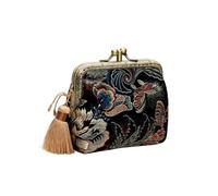 TOYANDONA Porte-Monnaie Capacité Moyenne pour Rangement Vintage Style Rétro Double Couche et Franges, en Polyester et Métal Femme Lors de Soirées ou Rendez-