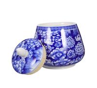 TOYANDONA Pot de Rangement Porcelaine Bleu et Blanc Boîte Hermétique Multifonction pour Thé et Épices Récipient de Stockage Vintage Au Style Chinois Élégant