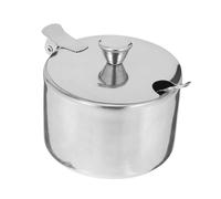 TOYANDONA Pots à Épices Multi-usages En Acier Inoxydable 9,5 Cm Avec Couvercle Et Cuillère, Sucrier Compact Résistant, Récipient à Condiments Cuisine Quotidienne