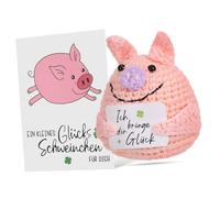 TOYANDONA Poupée Cochon Tricotée Positive Crochet Ornement Décoratif et Adorable Cadeau Polyvalent pour Bureau et Fêtes Peluche Artisanale Résistante Décoloration