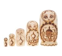 TOYANDONA Poupées Gigognes Russes à Peindre Bois Vierge Set de Figurines DIY avec Effet Relief Pyrogravure à Couches Motif Aigle Bicéphale Cadeau Garçon Fille Artisanat Traditionnel Russe