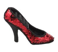 TOYANDONA Présentoir à Bagues Rouge Vif de Chaussure à Talon Haut pour Bijoux, Design Unique en Gypse et Tissu, Facile à Utiliser Maison ou Boutique