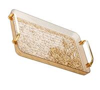 TOYANDONA Rectangulaire Couleur Ambre Effet Craquelé Plateau à Thé et Fruits Polyvalent pour Bureau et Maison Facile à Nettoyer Design Simple et Fonctionnel